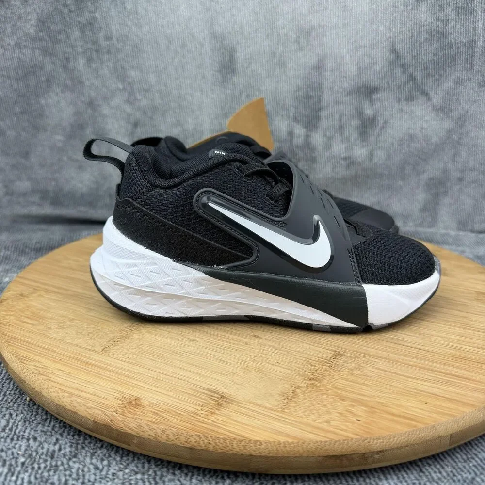 Nike Basketball Shoes Boys Size 11C Black White Sneakers Hook Loop HF6280-002